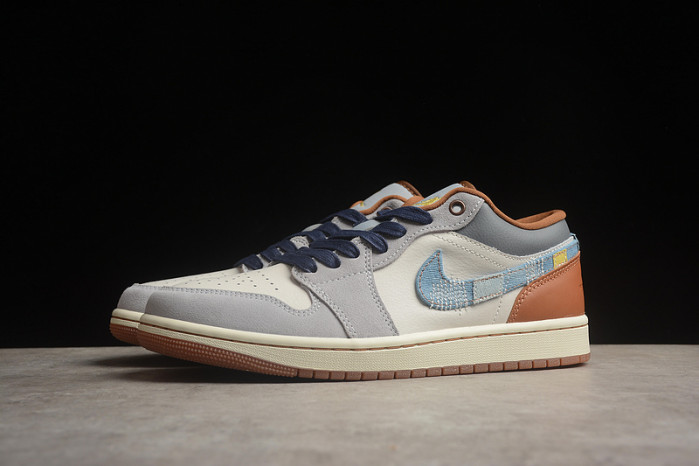 Air Jordan 1 Low SE Phantom Repaired Denim Swoosh FZ5042-041